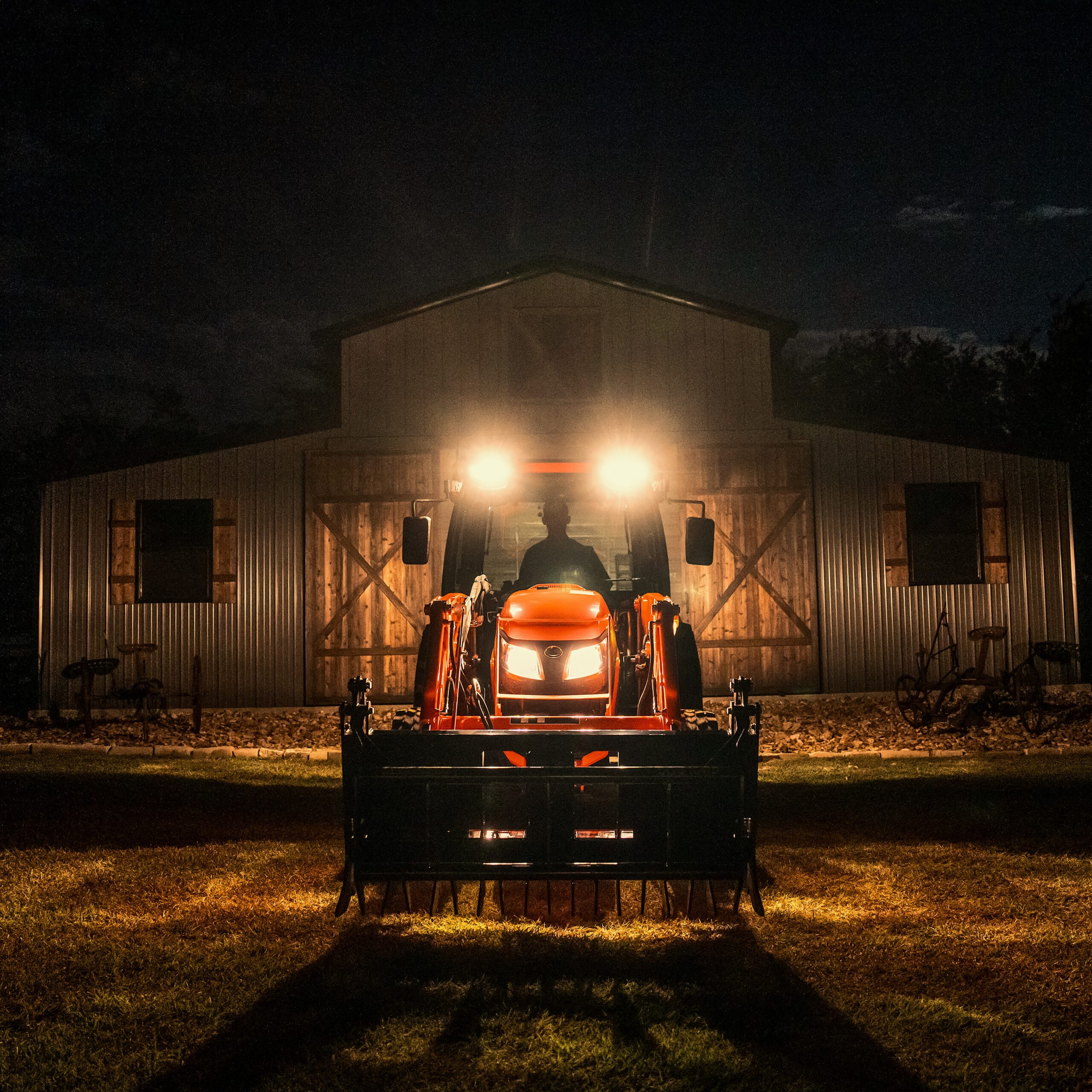 Kubota MX4900HSTC cab tractor with LA1065 loader and Land Pride implements package